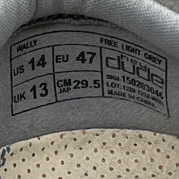 Hey Dude Wally Shoes Mens Size 14 Free Light Grey Slip On Loafers Comfort - Picture 8 of 8